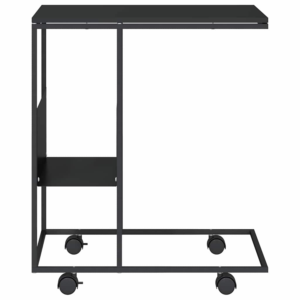 vidaXL Side Table with Wheels Black 55x36x63.5 cm Engineered Wood 4