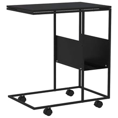 vidaXL Side Table with Wheels Black 55x36x63.5 cm Engineered Wood 6