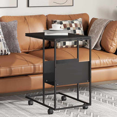 vidaXL Side Table with Wheels Black 55x36x63.5 cm Engineered Wood 1
