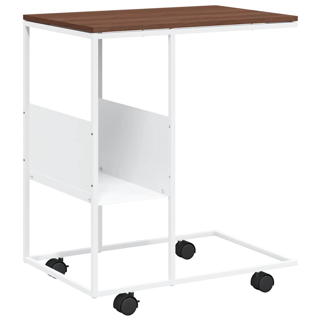 vidaXL Side Table | White | Engineered Wood | Medium | Rollable | Side Table 2