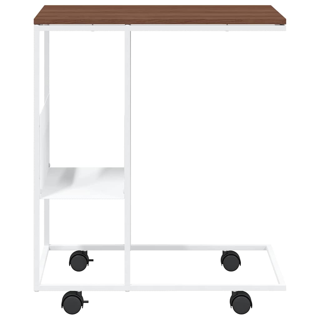 vidaXL Side Table | White | Engineered Wood | Medium | Rollable | Side Table 4