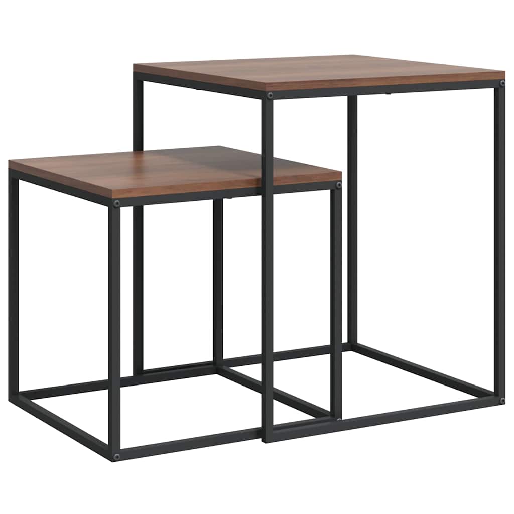 vidaXL Coffee Table Set | Set of 2 | Black and brown | Engineered wood and iron 2