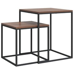 vidaXL Coffee Table Set | Set of 2 | Black and brown | Engineered wood and iron 2