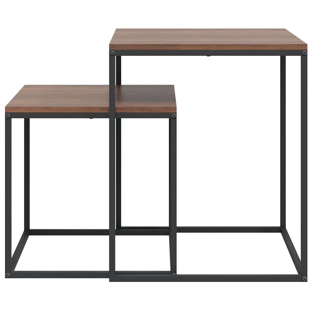 vidaXL Coffee Table Set | Set of 2 | Black and brown | Engineered wood and iron 4