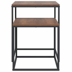 vidaXL Coffee Table Set | Set of 2 | Black and brown | Engineered wood and iron 5