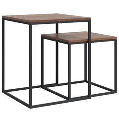 vidaXL Coffee Table Set | Set of 2 | Black and brown | Engineered wood and iron 6