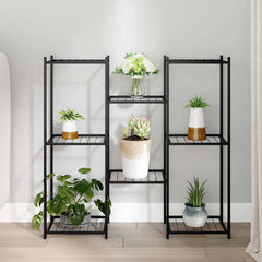 vidaXL Flower Stand | Black | Powder-coated iron | Medium | Decorative Inlays 1
