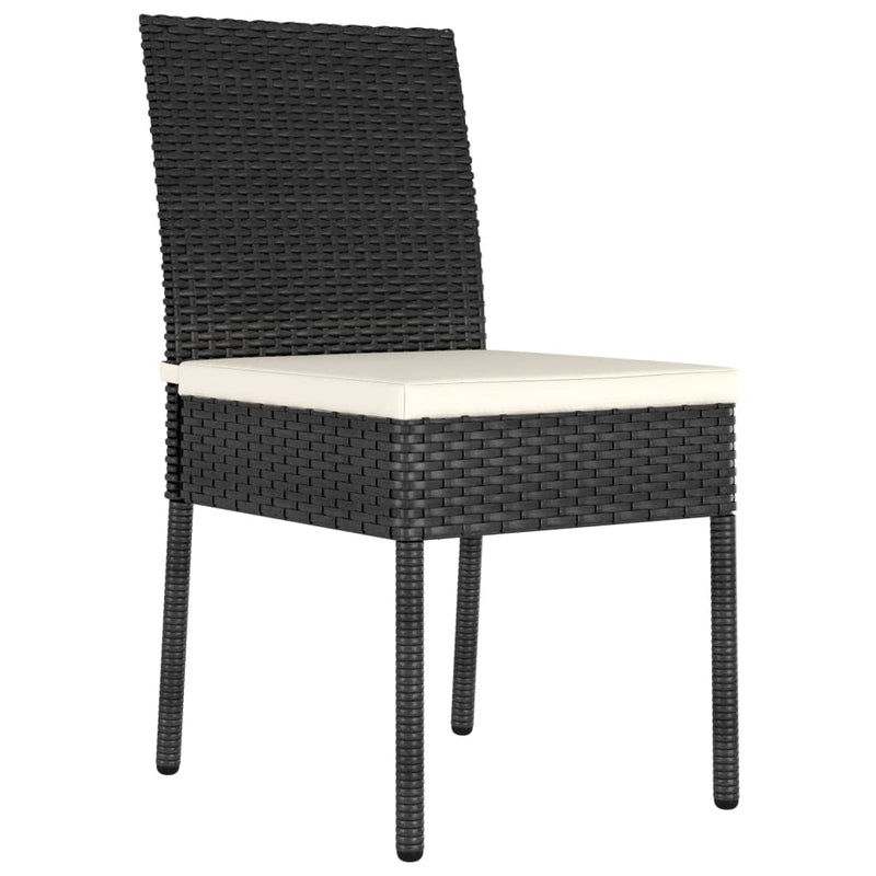 7 Piece Outdoor Dining Set with Cushions Poly Rattan Black