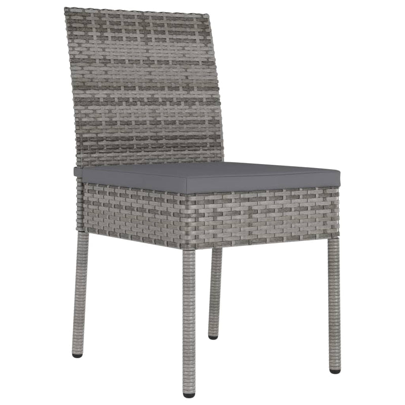 5 Piece Outdoor Dining Set with Cushions Poly Rattan Grey