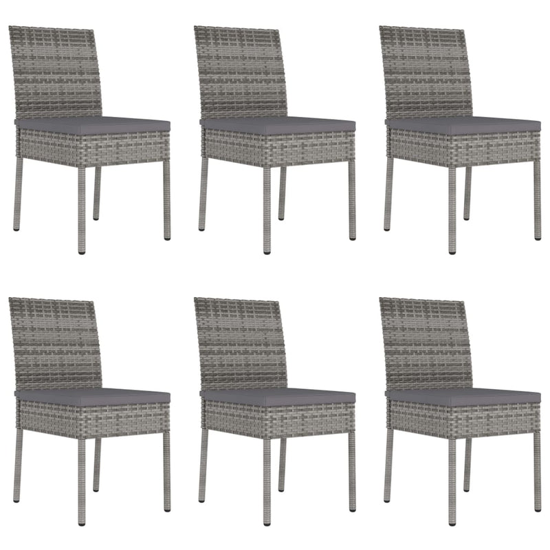 7 Piece Outdoor Dining Set with Cushions Poly Rattan Grey