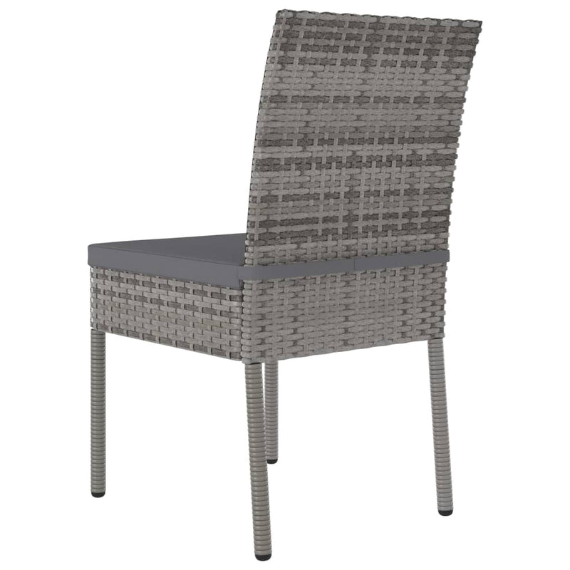 7 Piece Outdoor Dining Set with Cushions Poly Rattan Grey