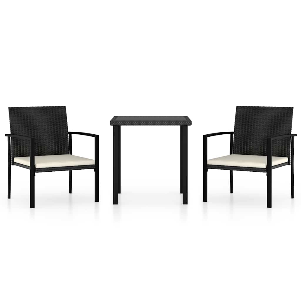 vidaXL 3 Piece Outdoor Dining Set Poly Rattan Black 2