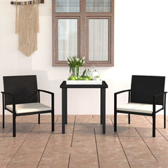 vidaXL 3 Piece Outdoor Dining Set Poly Rattan Black 1