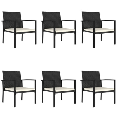 7 Piece Outdoor Dining Set Poly Rattan Black