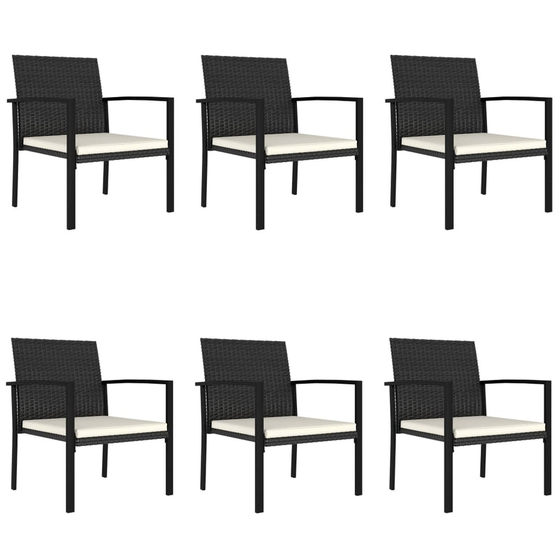 7 Piece Outdoor Dining Set Poly Rattan Black