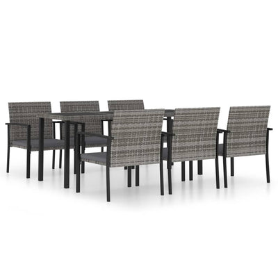 7 Piece Outdoor Dining Set Poly Rattan Grey