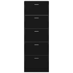 vidaXL Shoe Cabinet Black 59x17x169 cm Engineered Wood 4