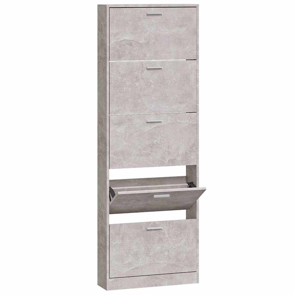 vidaXL Shoe Cabinet Concrete Grey 59x17x169 cm Engineered Wood 5