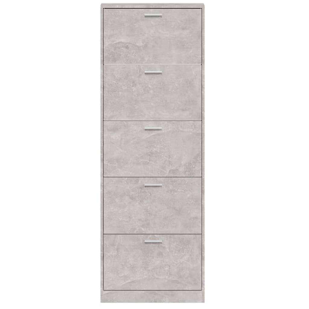 vidaXL Shoe Cabinet Concrete Grey 59x17x169 cm Engineered Wood 6