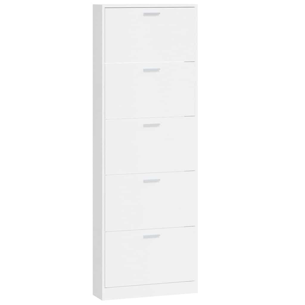 vidaXL Shoe Cabinet High Gloss White 59x17x169 cm Engineered Wood 2