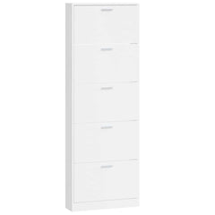 vidaXL Shoe Cabinet High Gloss White 59x17x169 cm Engineered Wood 2