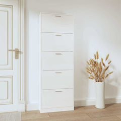 vidaXL Shoe Cabinet High Gloss White 59x17x169 cm Engineered Wood 3