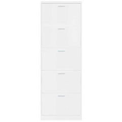 vidaXL Shoe Cabinet High Gloss White 59x17x169 cm Engineered Wood 6