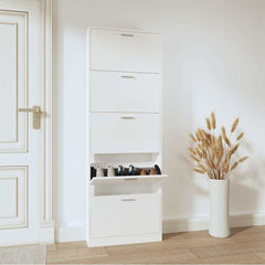 vidaXL Shoe Cabinet High Gloss White 59x17x169 cm Engineered Wood 1