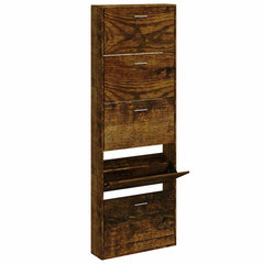 vidaXL Shoe Cabinet Smoked Oak 59x17x169 cm Engineered Wood 3