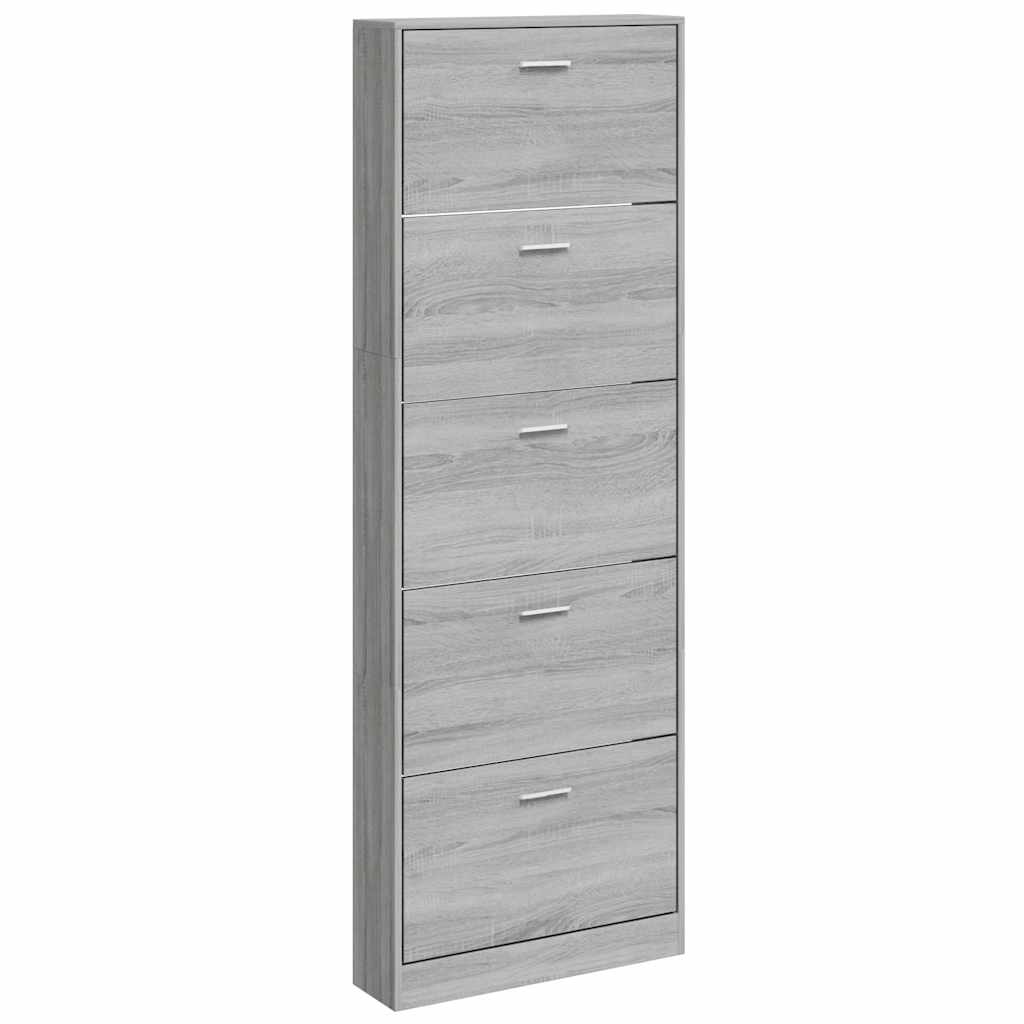 Shoe Cabinet 59x17x169 cm Engineered Wood Height 169 cm Grey sonoma