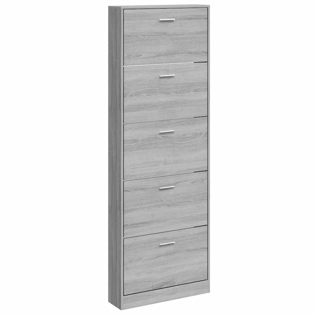 vidaXL Shoe Cabinet Grey Sonoma 59x17x169 cm Engineered Wood 2