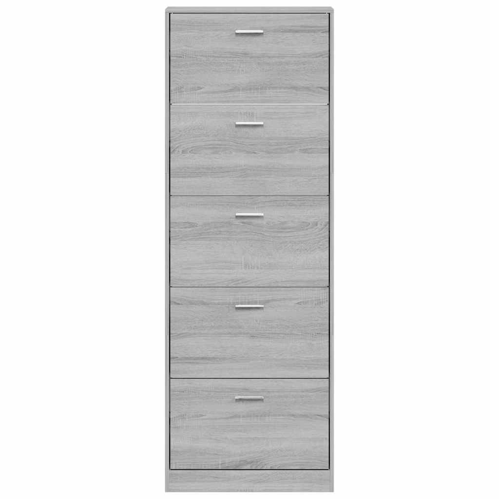 vidaXL Shoe Cabinet Grey Sonoma 59x17x169 cm Engineered Wood 4