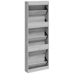 vidaXL Shoe Cabinet Grey Sonoma 59x17x169 cm Engineered Wood 6