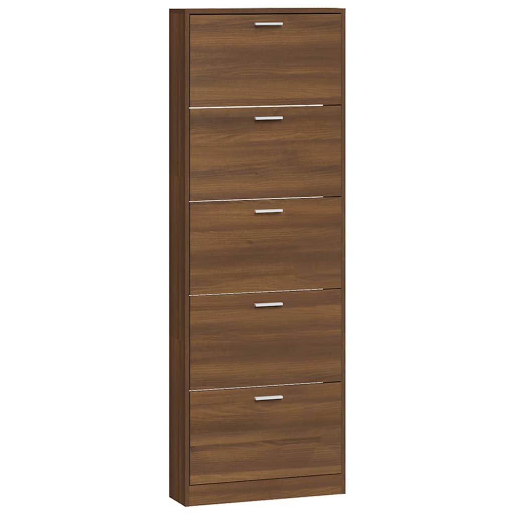vidaXL Shoe Cabinet Brown Oak 59x17x169 cm Engineered Wood 2