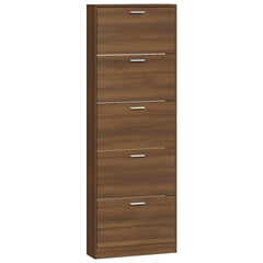 vidaXL Shoe Cabinet Brown Oak 59x17x169 cm Engineered Wood 2
