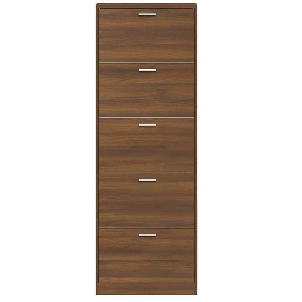 vidaXL Shoe Cabinet Brown Oak 59x17x169 cm Engineered Wood 6