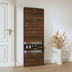 vidaXL Shoe Cabinet Brown Oak 59x17x169 cm Engineered Wood 1