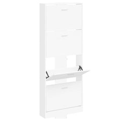 vidaXL Shoe Cabinet White 59x17x150 cm Engineered Wood 3