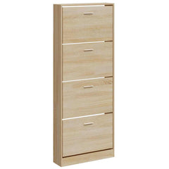 vidaXL Shoe Cabinet Oak 59x17x150 cm Engineered Wood 2