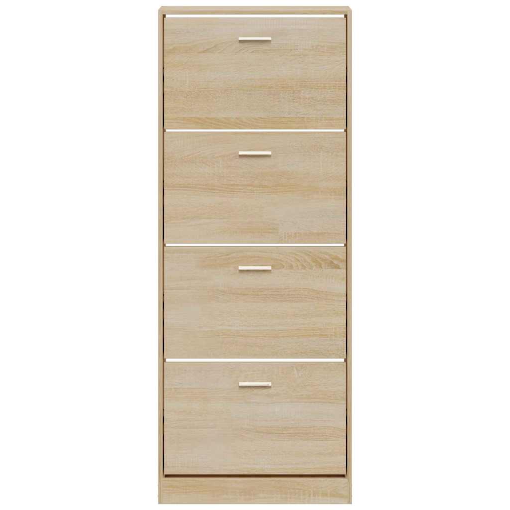 vidaXL Shoe Cabinet Oak 59x17x150 cm Engineered Wood 4