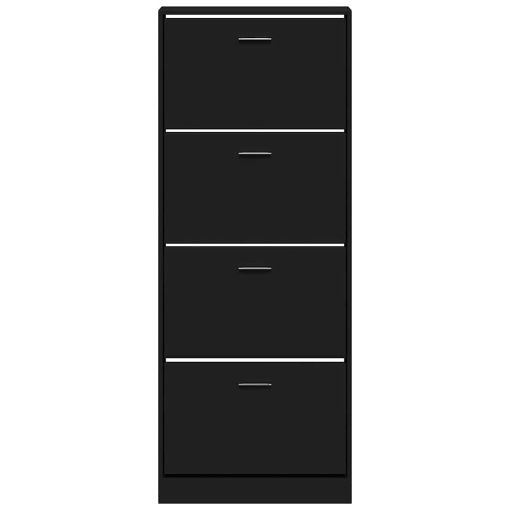 vidaXL Shoe Cabinet Black 59x17x150 cm Engineered Wood 4