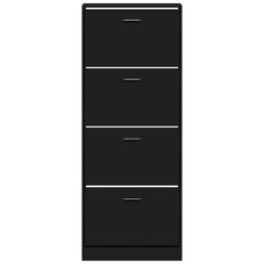 vidaXL Shoe Cabinet Black 59x17x150 cm Engineered Wood 4