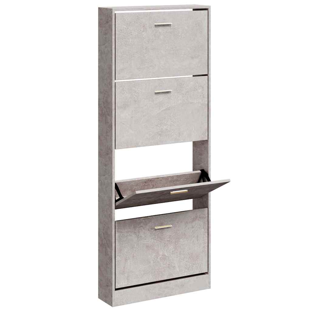 vidaXL Shoe Cabinet Concrete Grey 59x17x150 cm Engineered Wood 3