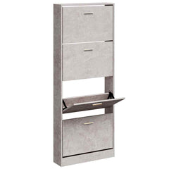 vidaXL Shoe Cabinet Concrete Grey 59x17x150 cm Engineered Wood 3