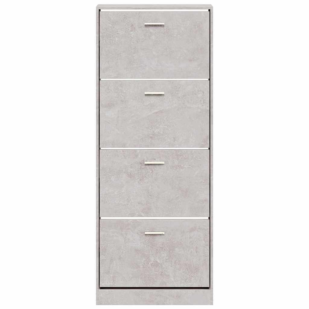 vidaXL Shoe Cabinet Concrete Grey 59x17x150 cm Engineered Wood 4