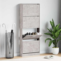 vidaXL Shoe Cabinet Concrete Grey 59x17x150 cm Engineered Wood 1