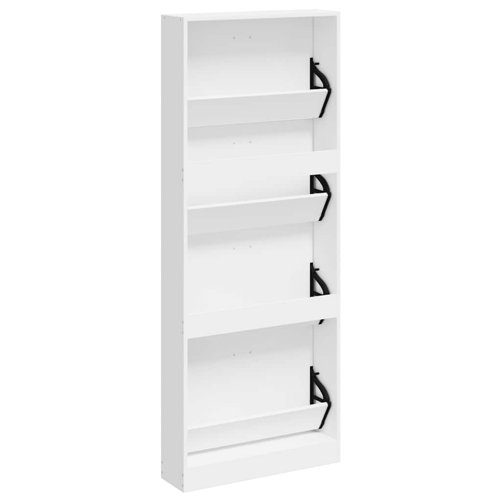 vidaXL Shoe Cabinet High Gloss White 59x17x150 cm Engineered Wood 6
