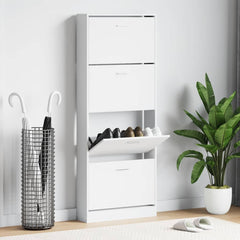 vidaXL Shoe Cabinet High Gloss White 59x17x150 cm Engineered Wood 1
