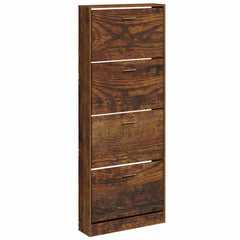 vidaXL Shoe Cabinet Smoked Oak 59x17x150 cm Engineered Wood 2