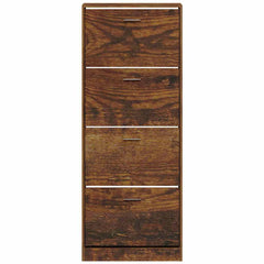 vidaXL Shoe Cabinet Smoked Oak 59x17x150 cm Engineered Wood 4